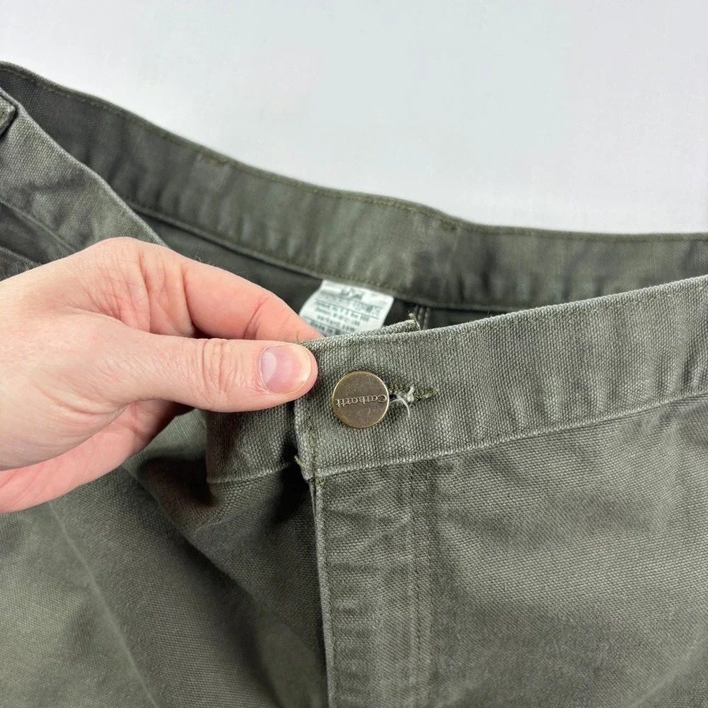 Carhartt Pants Mens‎ 42x30 (Fits 40x29) Green Carpenter Washed Duck Dungaree